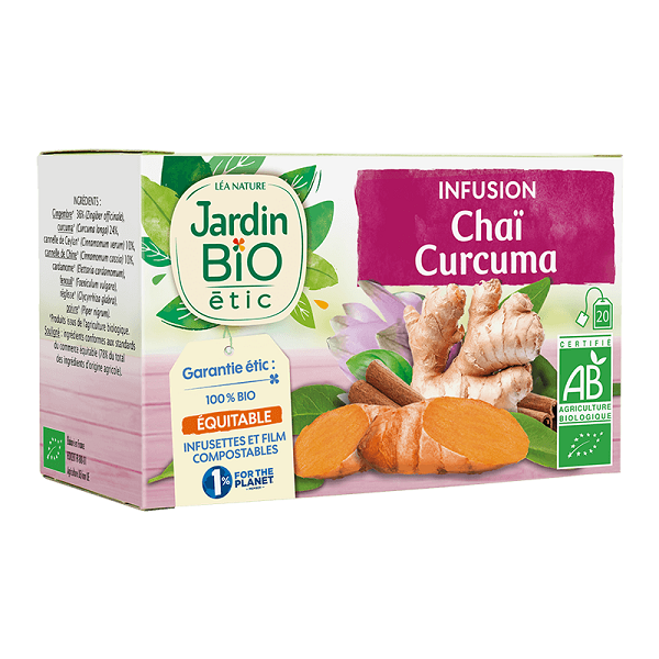 Infusion bio chaï curcuma - JARDIN BIO Maroc vente en ligne epicerie Fine