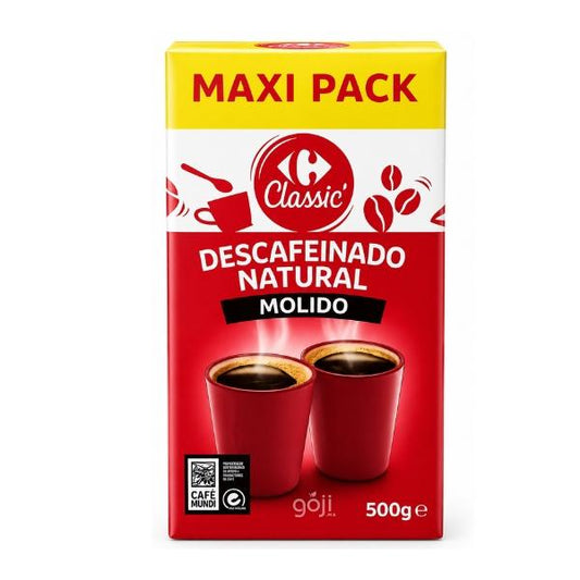 Café Moulu Décaféiné Naturel Carrefour Classic, 500g