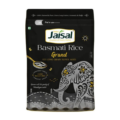 Riz Basmati Grand Jaisal 1121, Super Vieilli, Grains Extra Longs - JAISAL ORGANIC