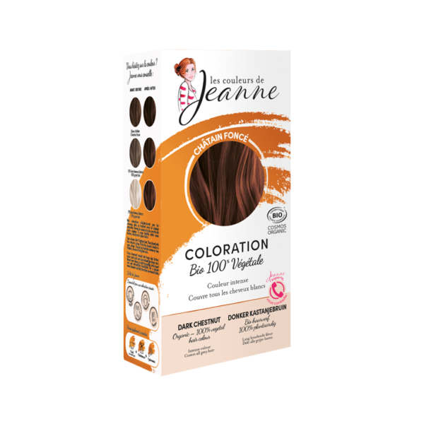 Coloration Châtain foncé 100% végétale 100g - Les couleurs de jeanne Maroc vente en ligne epicerie Fine 