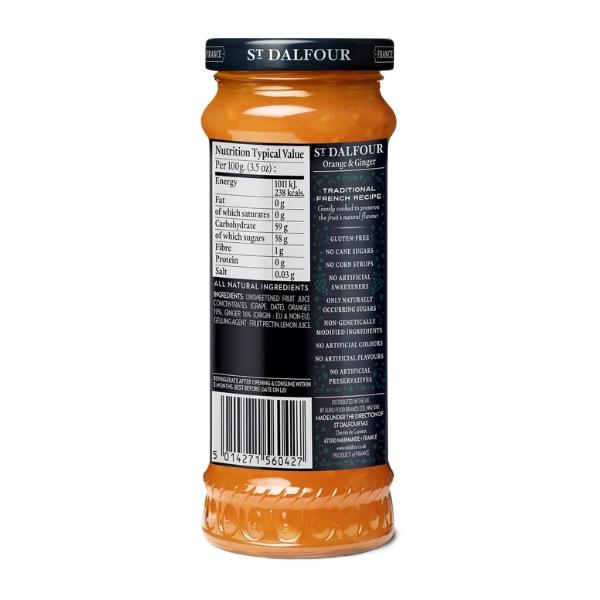 Confiture Oranges et Gingembre sans sucre ajouté, 284g - ST DALFOUR