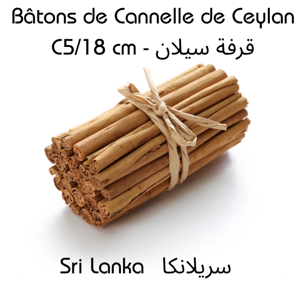 Cannelle de Ceylan Premium en Bâtons Longs (18 cm) - C5 | قرفة سيلان طويلة