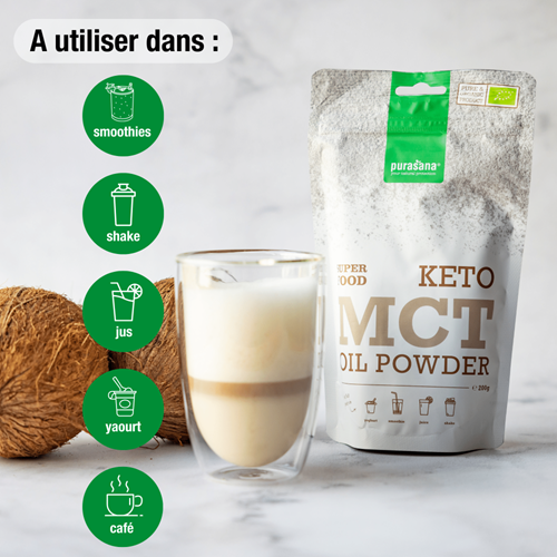 Huile MCT en poudre, 200g - PURASANA Maroc vente en ligne epicerie Fine 