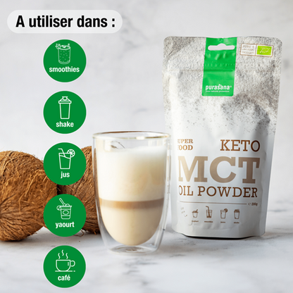 Huile MCT en poudre, 200g - PURASANA Maroc vente en ligne epicerie Fine 