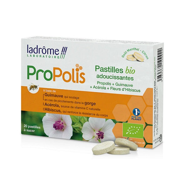 Pastilles adoucissantes à la Propolis bio, 20 pastilles - LADRÔME Maroc vente en ligne epicerie Fine 