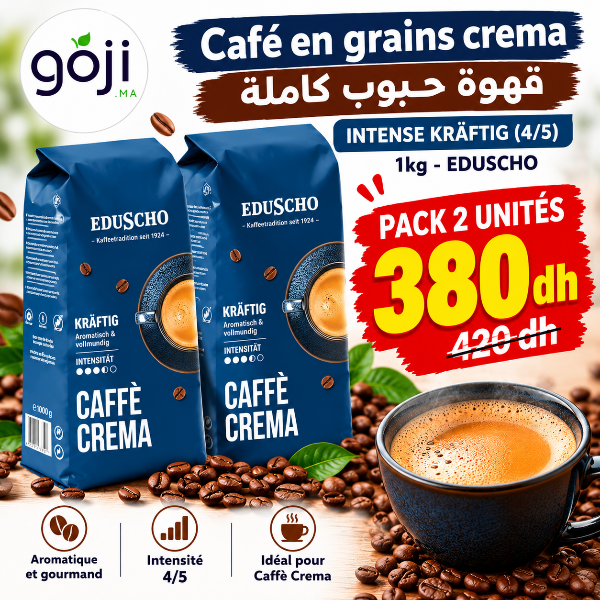 Pack 2 unités Café en grains crema INTENSE KRÄFTIG (4/5), 1kg - EDUSCHO