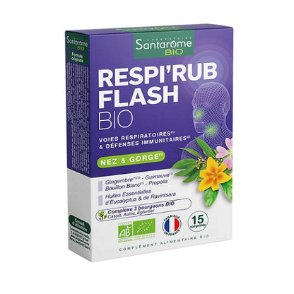 Respi'Rub Flash Bio، 15 قرصًا - SANTAROME BIO
