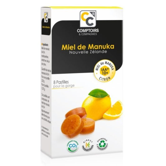 Pastilles pour la gorge au miel de Manuka IAA 10+, 8 pastilles  - COMPTOIRS & COMPAGNIES