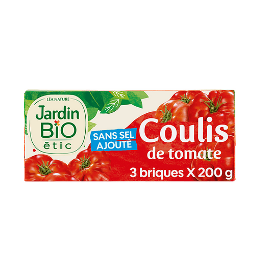 Coulis de tomate bio en brique x 3 - Jardin bio Maroc vente en ligne epicerie Fine 