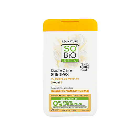Douche crème Surgras au beurre de Karité Bio 450 ml - So' Bio ETIC Maroc vente en ligne epicerie Fine 