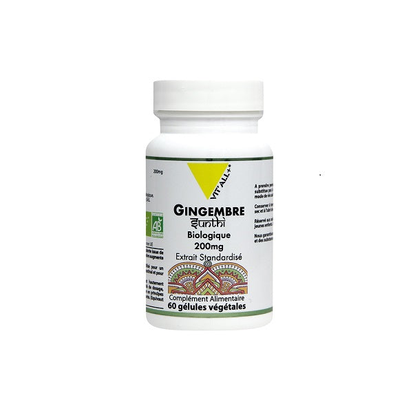 Gingembre Bio 200mg Extrait Standardisé 60gélules - Vital Plus Maroc vente en ligne epicerie Fine 