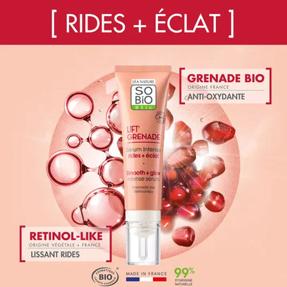 Sérum lissant éclat, LIFT'GRENADE, 30ml - So' Bio ETIC Maroc vente en ligne epicerie Fine 