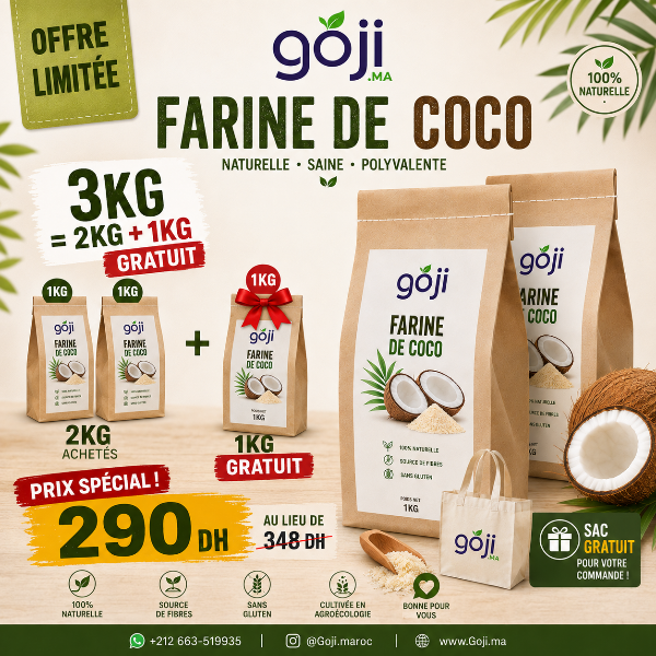 3Kg Farine de Coco  en vrac  bio -  دقيق جوز الهند